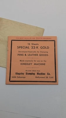 Máquina KINGSLEY Hot Foil 12 HOJAS ORO 22K VINTAGE LEER LOOK H12 Foto 1 de 4