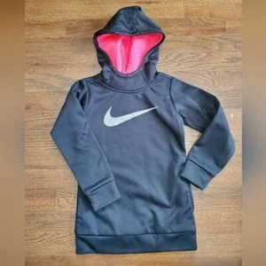 NIKE Dri-Fit Girls 4 black/pink/silver hoodie - Picture 1 of 9