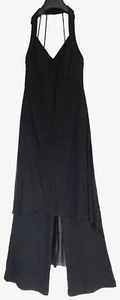 NEW Jumpsuit Capture European Sz 10 Halter Neck Wide Leg Polyester Overlay Black - Picture 1 of 11