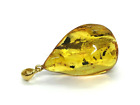 Amber Pendant 2 Insects Fossil Insect Inclusion Silver 925 Gold Plated 6,6g 6924
