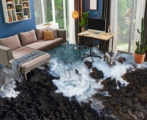 3D Seaside Stones 52RAI71 Floor WallPaper Murals Wall Print Decal AJ WALL Fay - Picture 1 of 5