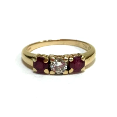 (MA3) Ladies 14k Yellow Gold 2.4 Grams Ruby & Diamond .20TCW Ring - Size 6 - Image 1 of 4