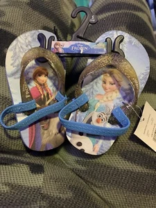 Disney Frozen Holographic Flip Flops Shoes Girls Sandals small 5/6 new Elsa - Picture 1 of 3