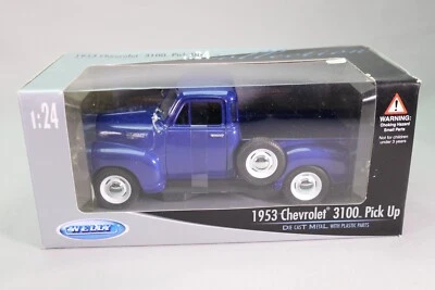LG363 WELLY Collection 9390W 1/24 1:24 Camion Chevrolet 3100 1953 Pick up bleu - Photo 1/4