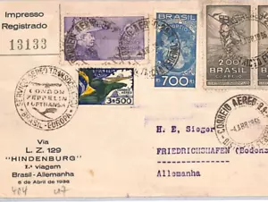 BRAZIL ZEPPELIN *HINDENBURG* Air Mail 1936 Cover Rio Registered Germany YQ467 - Picture 1 of 12