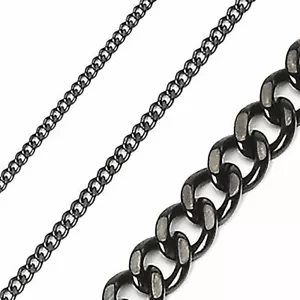 Herren Kette Stahl Beschichtet Schwarz Band Glied Panzerkette Kubanisch 5mm 54cm - Picture 1 of 1