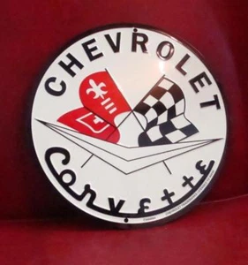 Letrero metálico redondo con holograma con licencia Chevrolet Corvette  - Imagen 1 de 2