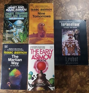 5 Isaac Asimov Paperbacks Martian Way Nine Tomorrows Early Asimov I ROBOT SCRIPT - Picture 1 of 11
