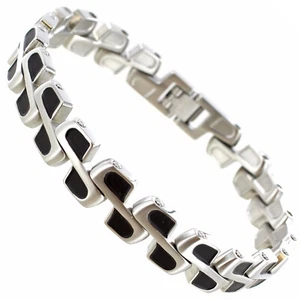 Rochet Roma Infinity Track Moto GP Stainless W/ Black Carbon Fiber Mens Bracelet - Picture 1 of 4