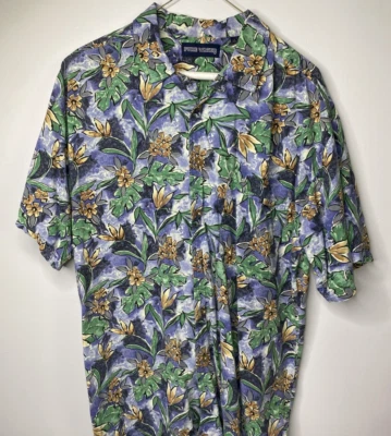 Pure Water Shirt Large Mens Aloha Hawaiian Blue Hawaii Floral - Image 1 of 4