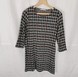 Ladies Dress Size 8 TU Black Houndstooth Stretch Smart Day Office Work Party  - Picture 1 of 7