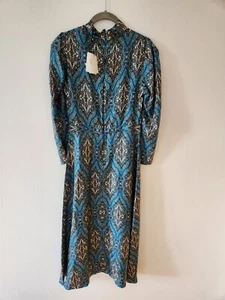 Superschönes Seidenkleid von Sandro Paris Gr. 34 deutsch Bleu petrole NP: 395.- - Bild 1 von 3