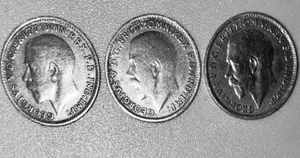 Three 1921 Great Britain Silver Threepence Coins - George V - Picture 1 of 2