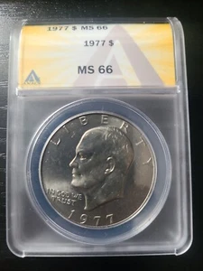 1977 $1 Clad Uncirculated Eisenhower Ike Dollar MS66 ANACS Free Shipping - Picture 1 of 2