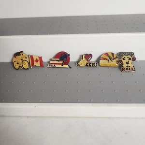 VTG Enamel Metal Sports Themed Pins Canada USA Soccer Cycling Skiing Hockey No B - Picture 1 of 2