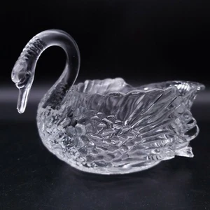 7" CAMBRIDGE Clear Elegant Glass Large Swan Bowl - Picture 1 of 6