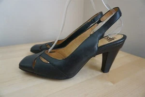 Sofft Sascha schwarzer Leder-Slingback-Schuh mit eckiger Zehenpartie und Absatz Größe 9M - Bild 1 von 8