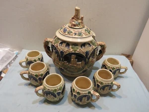 Vintage Gerz Punch Bowl/Tureen German Castles w/6 Cups w/1963 Custom Form, Lot#2 - Picture 1 of 10