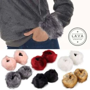 Women's Faux Fur Plush Wrist Arm Cuff Wristband Winter Warm Furry Sleeves Cover - Picture 1 of 18