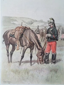 EDOUARD DETAILLE DRAGON CHEVAL Planche Gravure Militaria Uniforme Armée - Picture 1 of 4