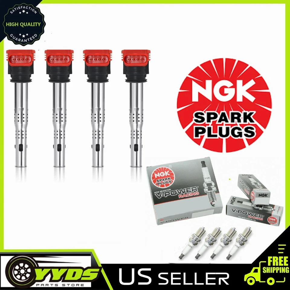 4x bobinas de encendido bujías NGK para Audi A3 A4 2005-2013 2,0 L L4 06E905115B Foto 1 de 4