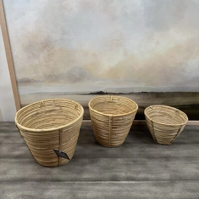 Napa Home Accents Collection-Juego de cestas cónicas redondas de ratán de caña/3 tostadas nuevas sin caja Foto 1 de 4