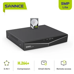 SANNCE 8CH 5IN1 5MP Lite DVR Digital Video Recorder For CCTV Security System  - Picture 1 of 21