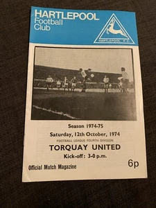 1974 Hartlepool United V Torquay United Programme - Picture 1 of 2