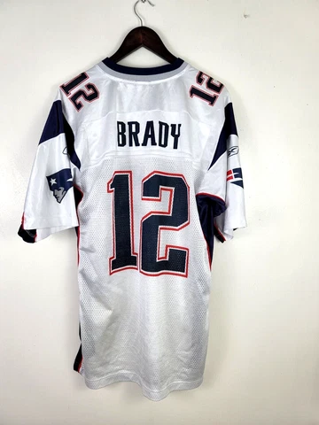 Tom BRADY #12 New England PATRIOTS White Reebok L Jersey NFL 100% Nylon NWOT Cover