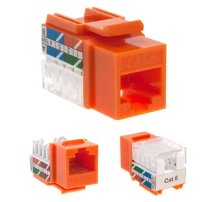 Cat6 Orange Keystone Jack 45 Degree Punch Down Network Connector Multi-Pack LOT - Picture 1 of 9