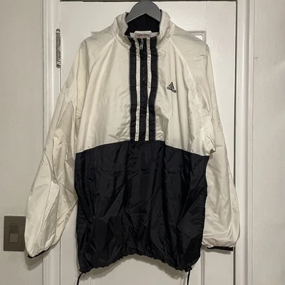 Vintage Adidas 1/2 Zip windbreaker Jacket Size L black & antique white - Image 1 of 4