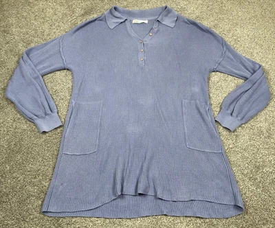 Free People Beach Dress Womens XL Purple Henley Sweet Rose Tunic Sweater Ribbed - Image 1 of 4
