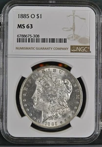 1885-O MS63 NGC New Orleans Morgan Silber Dollar. Schönes WEISS - Bild 1 von 4