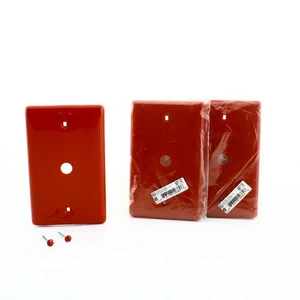 Hubbell NP11R Red 1-Gang Phone .406 Standard Unbreakable Wallplates BoxMount 3pc - Picture 1 of 5