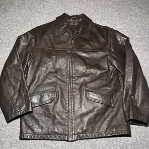Vintage J Crew Lederjacke Herren Medium Ruderer Bomber braun gesteppt gefüttert - Bild 1 von 12