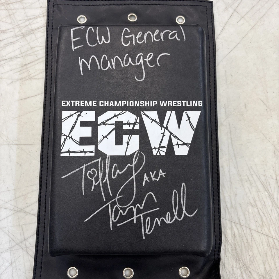 Almohadilla de tensor personalizada ECW firmada por Taryn Terrell inscrita ECW GERENTE GENERAL Foto 1 de 1