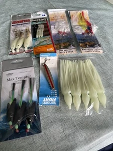 Assortment Of Mackerel/cod Feathers And Lures And Pkt Of hooks Size 4/0 - Picture 1 of 5