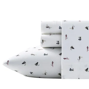 - Queen Sheets, Cotton Percale Bedding Set, Crisp & Cool Home Decor (Fishing ... - Picture 1 of 9