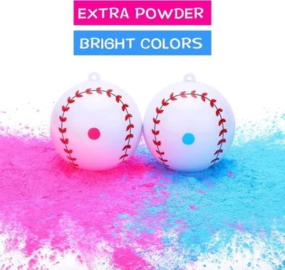 Béisbol Revelación de Género con Polvo Azul Rosa Dos Bolas Total para Revelación de Género Foto 1 de 4