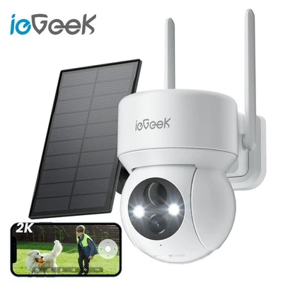 ieGeek 2K Security Cameras Wireless Outdoor,3MP WiFi Solar Camera 360 View PTZ - Image 1 of 4