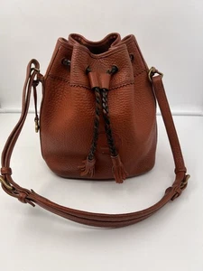 Vintage Dooney & Bourke All-Weather-Leather Teton Bucket Bag Purse Brown RARE - Picture 1 of 21