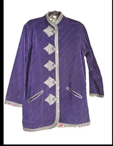 KOOS OF COURSE! Purple Velvet-like Vintage Reversible Art-To-Wear Jacket Sz M - Picture 1 of 9