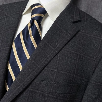 Pronto Uomo Sport Coat 44L Gray Windowpane Wool Blazer Jacket Casual Classic - Image 1 of 4