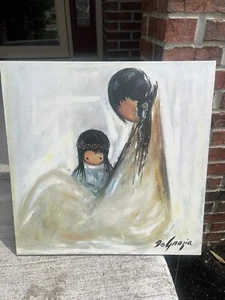 VTG Degrazia Navajo Mother & Child On Cavas 24” By 24” Estate Painting - Picture 1 of 14