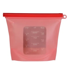 7Penn Silicone Food Storage Bag 1000mL - 1pk Red 8 x 6.25in Reusable Food Bags - Picture 1 of 8