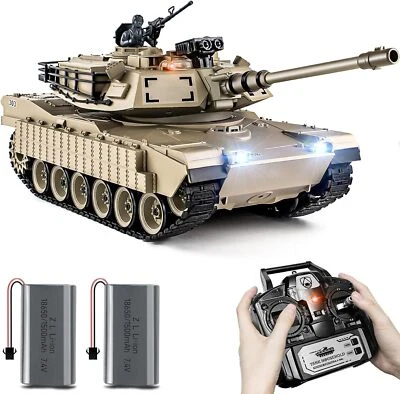 1:18 RC Tank, M1A2 Remote Control Tank Model Toys Military Toy Shoots BBS Yellow - Image 1 of 4