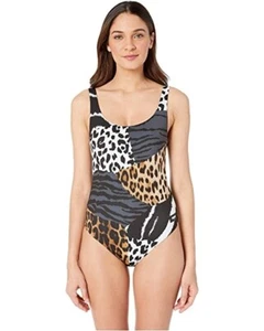 Moschino Women's 189350 One-Piece Patchwork Animal Print Swimsuit Size 1 - Picture 1 of 2