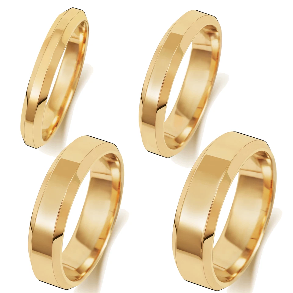 Bague de Mariage/Alliance Homme/Femme Ruben Chanfreiné Or Jaune 9 k/carat - Photo 1/1