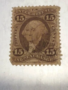 SCOTT STAMP #R139 15 CENT REVENUE THIRD ISSUE 1871-1872 - Picture 1 of 2