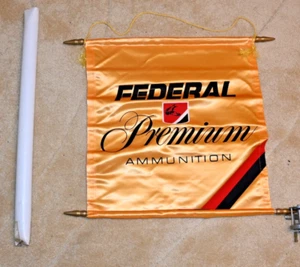 Letrero de pancarta publicitaria de seda de munición premium federal de la década de 1970 en tubo original nuevo en stock - Imagen 1 de 2